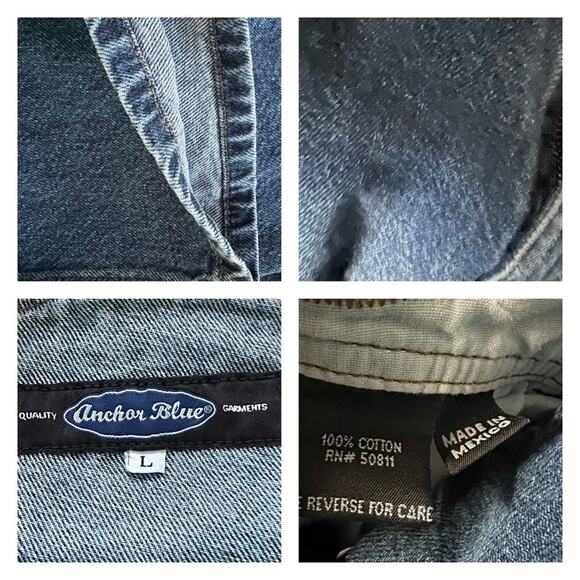 Anchor Blue Vintage Denim Bib Overalls Jeans Men’s Size L - Picture 10 of 10